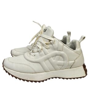DKNY Cream and Brown Lug-Soled Platform Sneakers